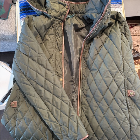 Lauren Ralph Lauren Olive Green Quilted Puffer Jacket - Picture 2 of 3